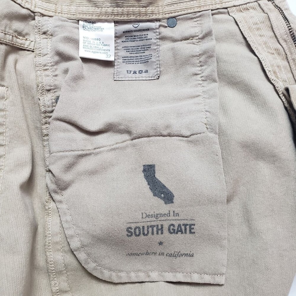 AG Adriano Goldschmied The Graduate Tailored Leg Corduroy Trouser Mens 32x34 Tan - Picture 8 of 16